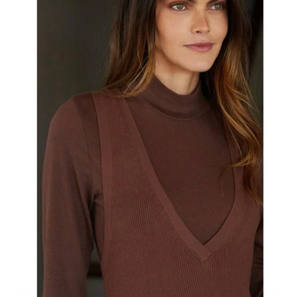 Anthropologie Daily Practice Brown Sleeveless V-Neck Ribbed Knit Maxi Dress Sz S - Picture 4 of 15